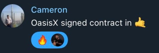 Cameron - OasisX signed contract