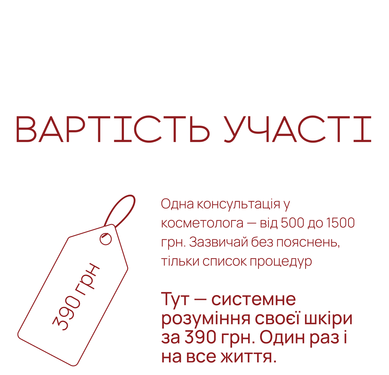 Вартість участі — 390 грн. Системне розуміння своєї шкіри. Один раз і на все життя.