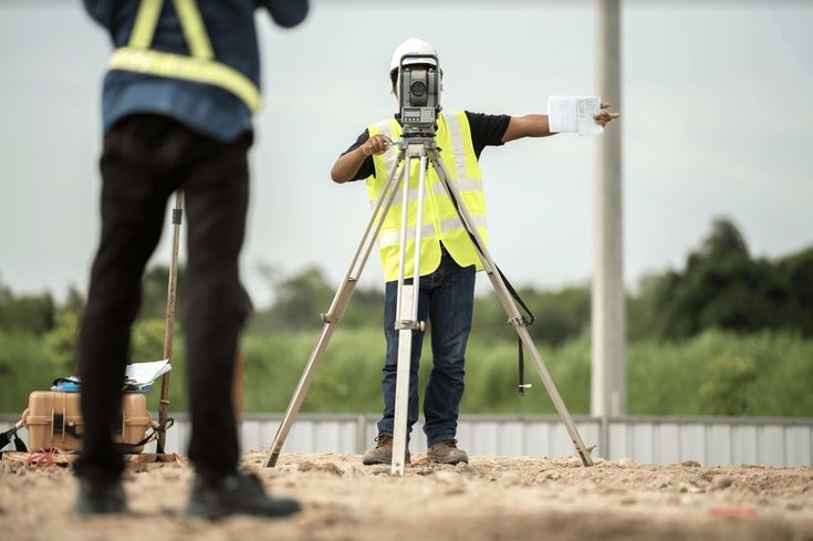 Topographe BECC réalisant un levé de terrain avant construction
