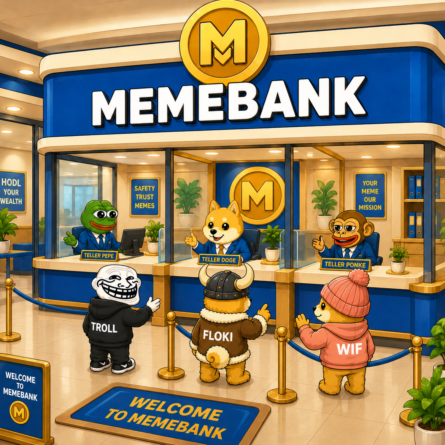 MEMEBANK Lobby - Tellers serving customers
