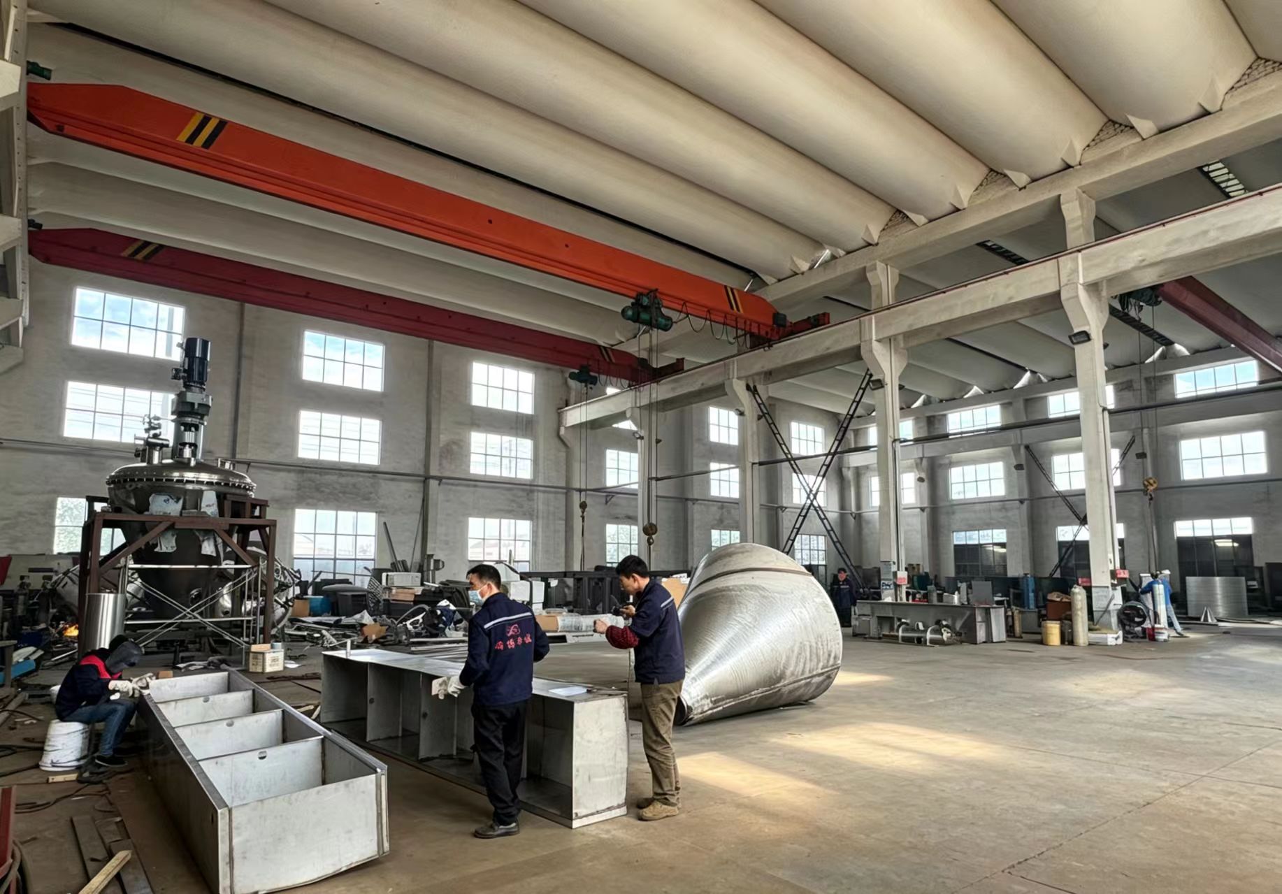 Workshop floor with completed vacuum dryers