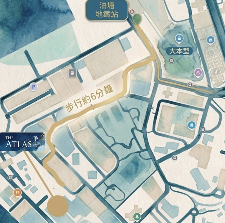 擎海位置圖:步行約6分鐘至油塘地鐵站
