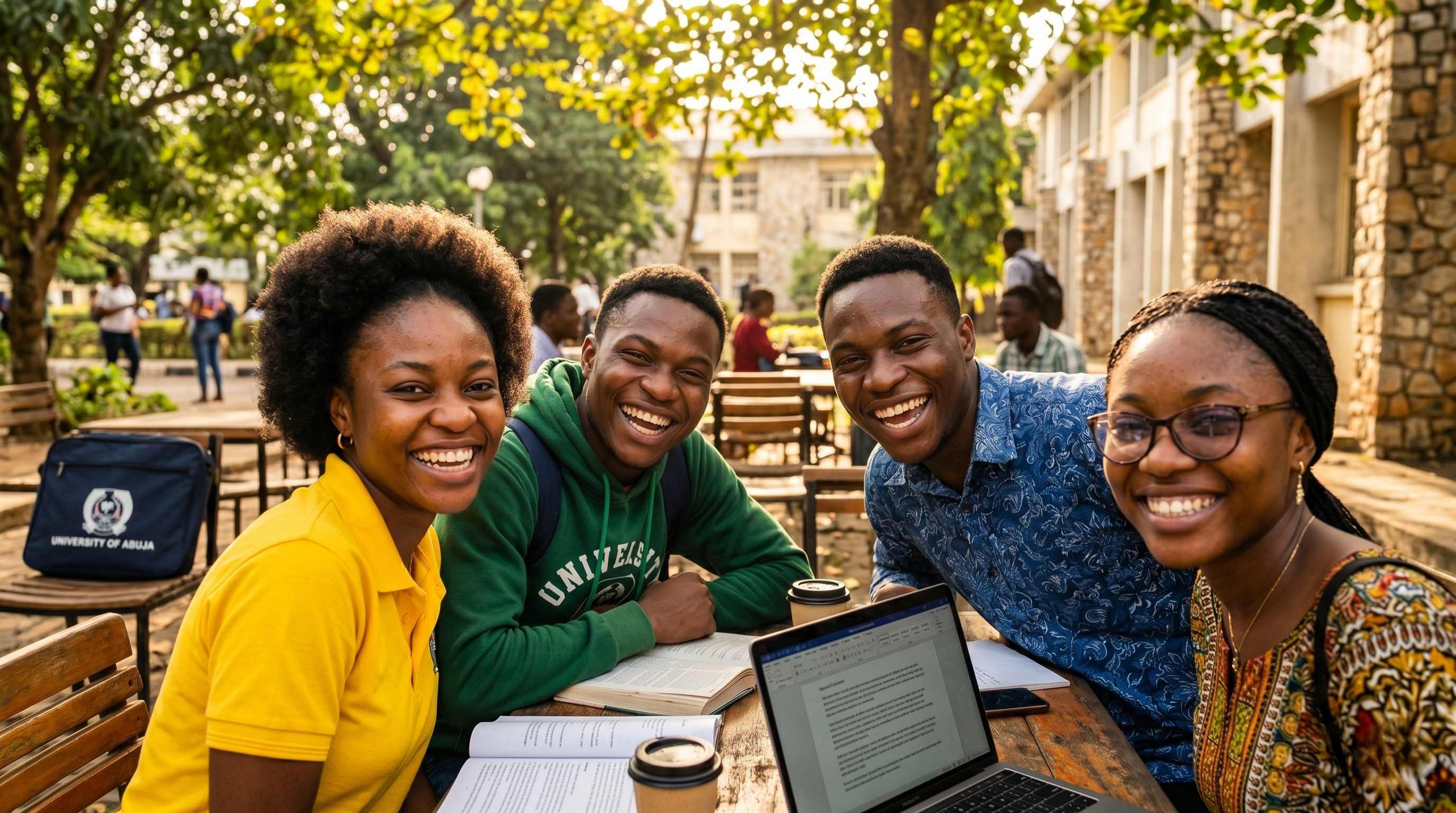 나이지리아 청년 창업가들이 캠퍼스에서 함께 공부하는 모습