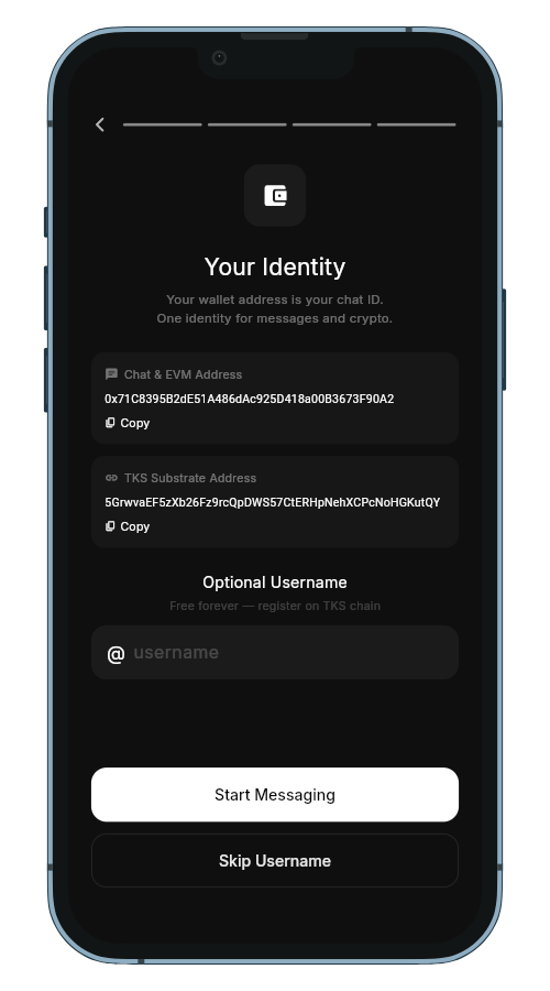 Your Identity - wallet address as chat ID