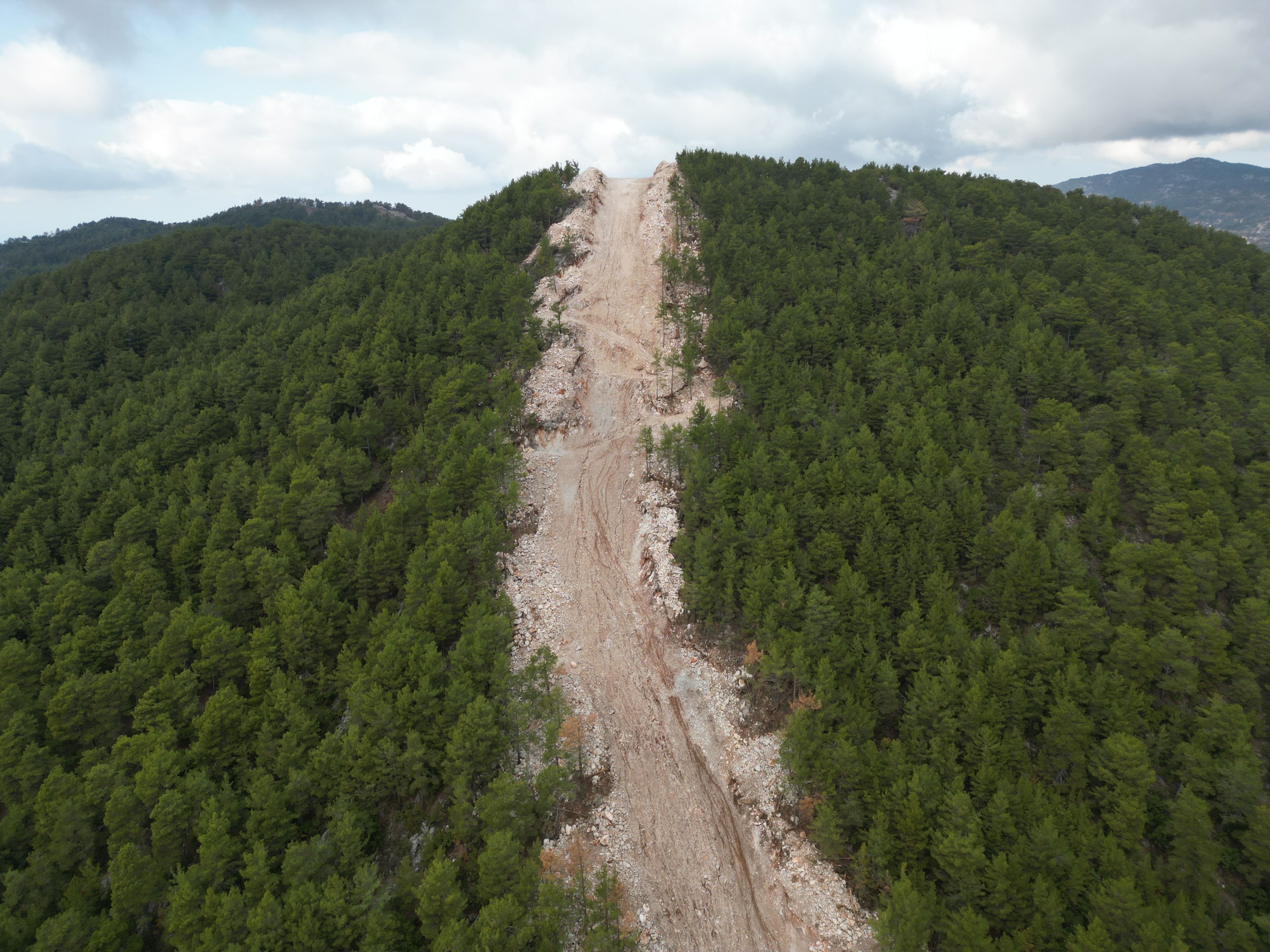 Aerial view of deforestation from traditional drilling methods