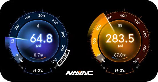 NAVAC Flex-X智能压力表双屏显示界面