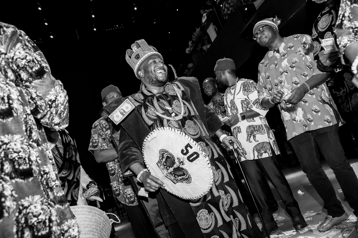 Black and white celebration moment