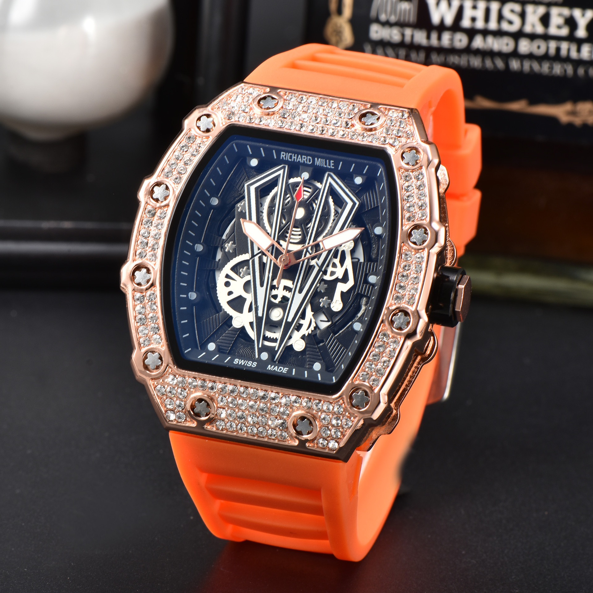 Montre de Luxe Diamant - Or Rose / Orange
