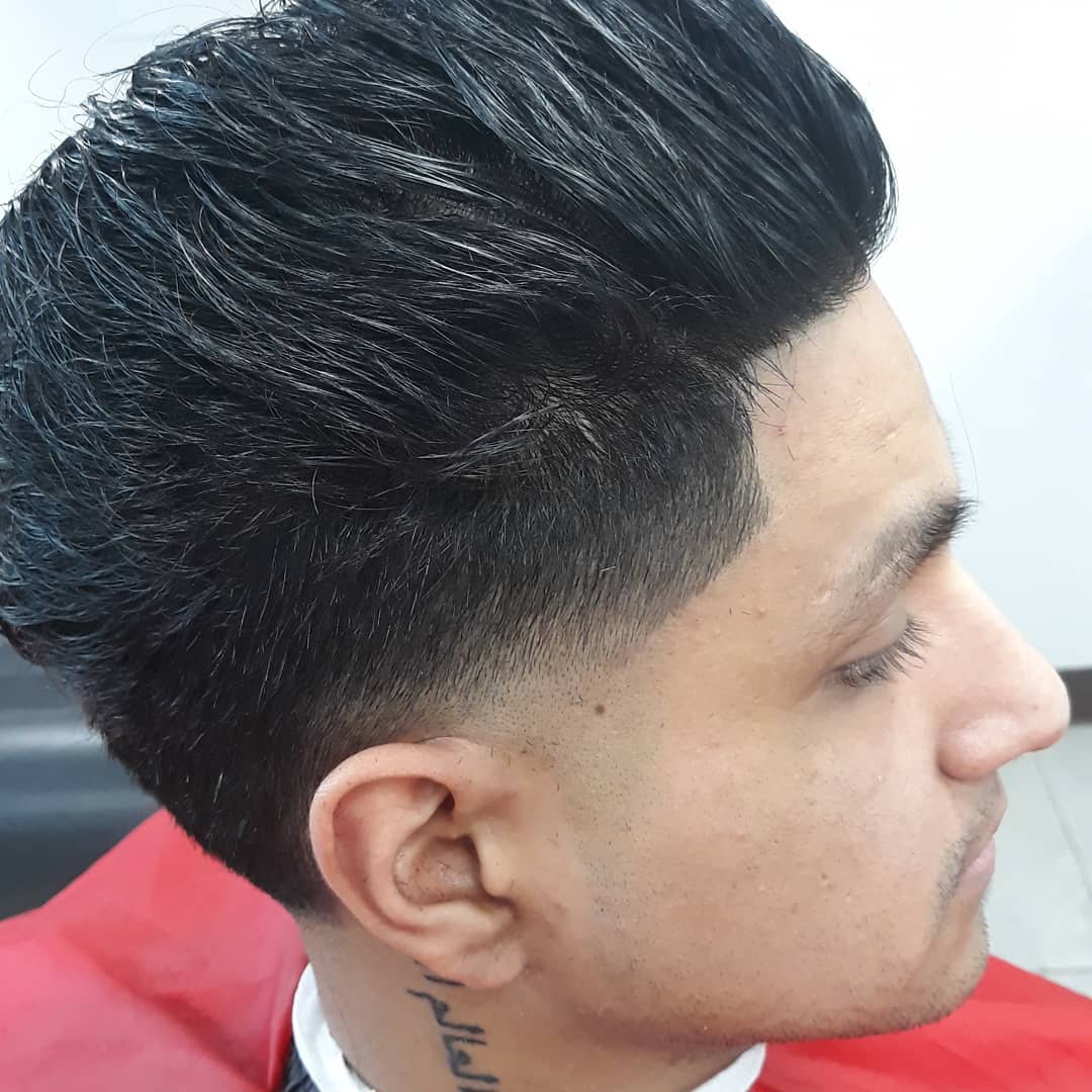 Textured pompadour with fade