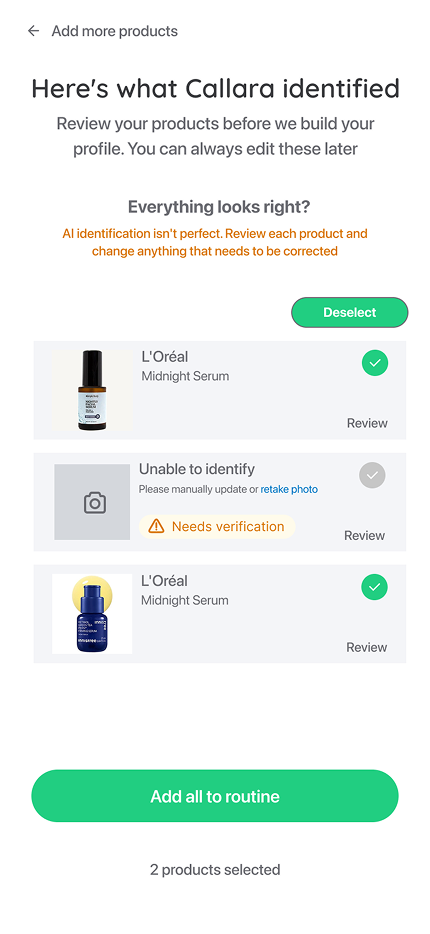 Scan results identified