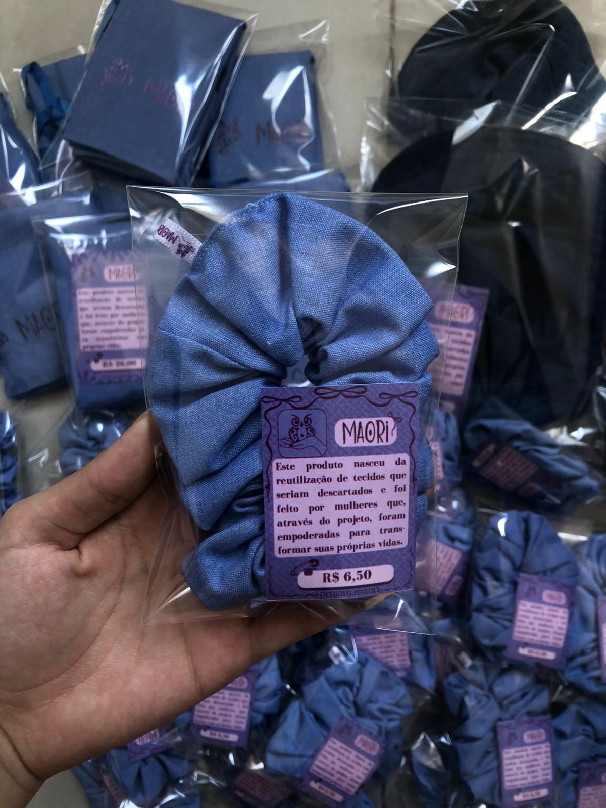 Produtos Maori embalados - exemplo de upcycling