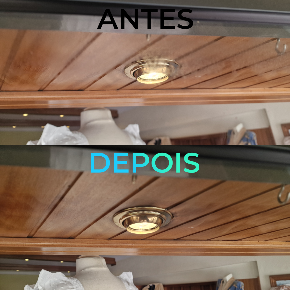 Transformacao de montra com teto de madeira