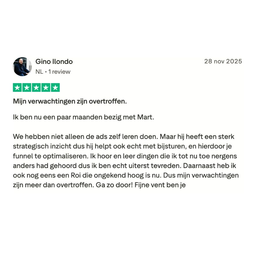 Trustpilot review van Gino Ilondo - Mijn verwachtingen zijn overtroffen