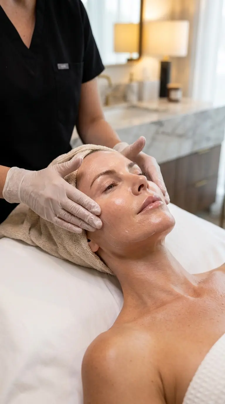 Relaxing facial massage treatment