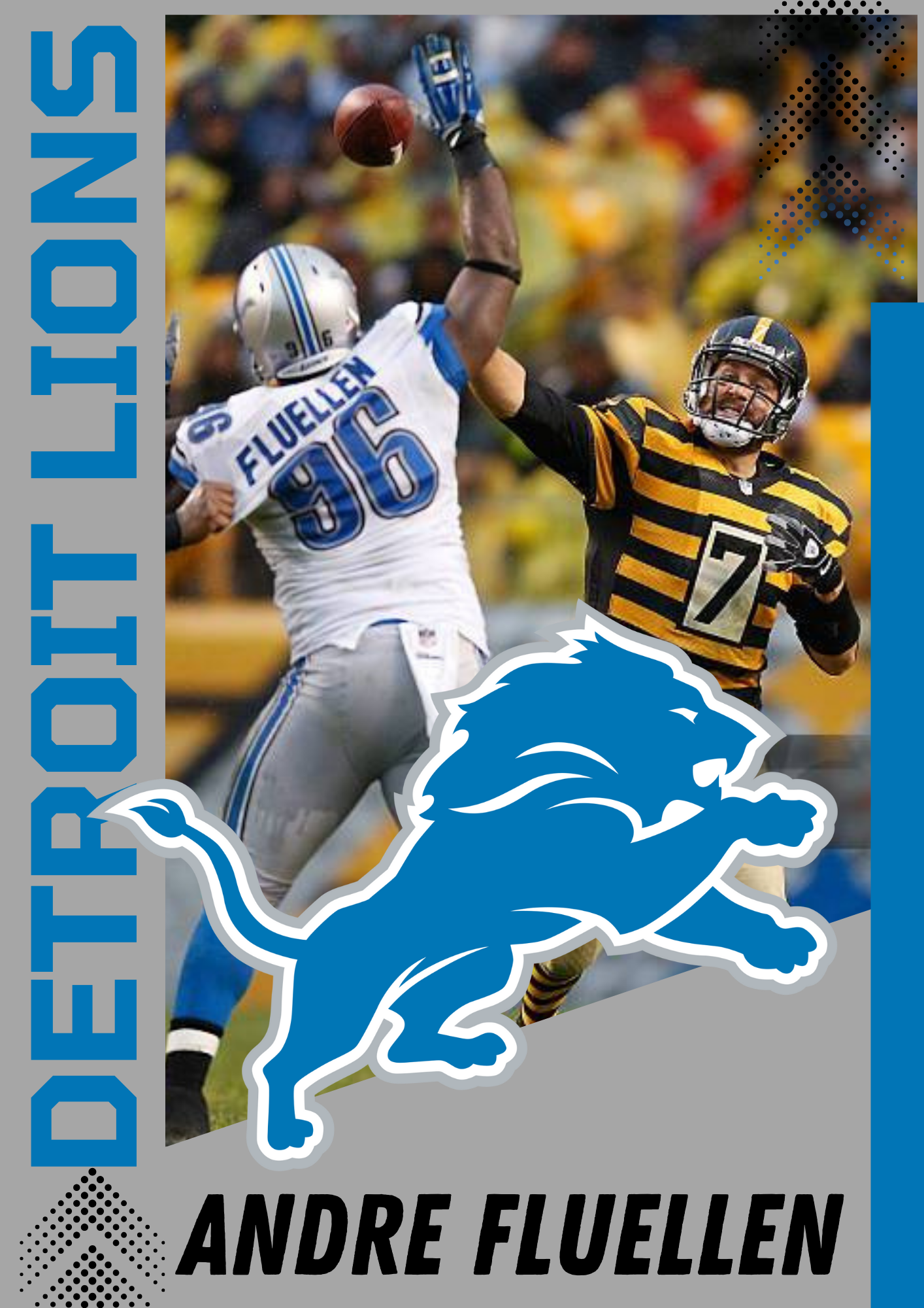 Andre Fluellen Detroit Lions football card, autographed with the message Time to get RICH