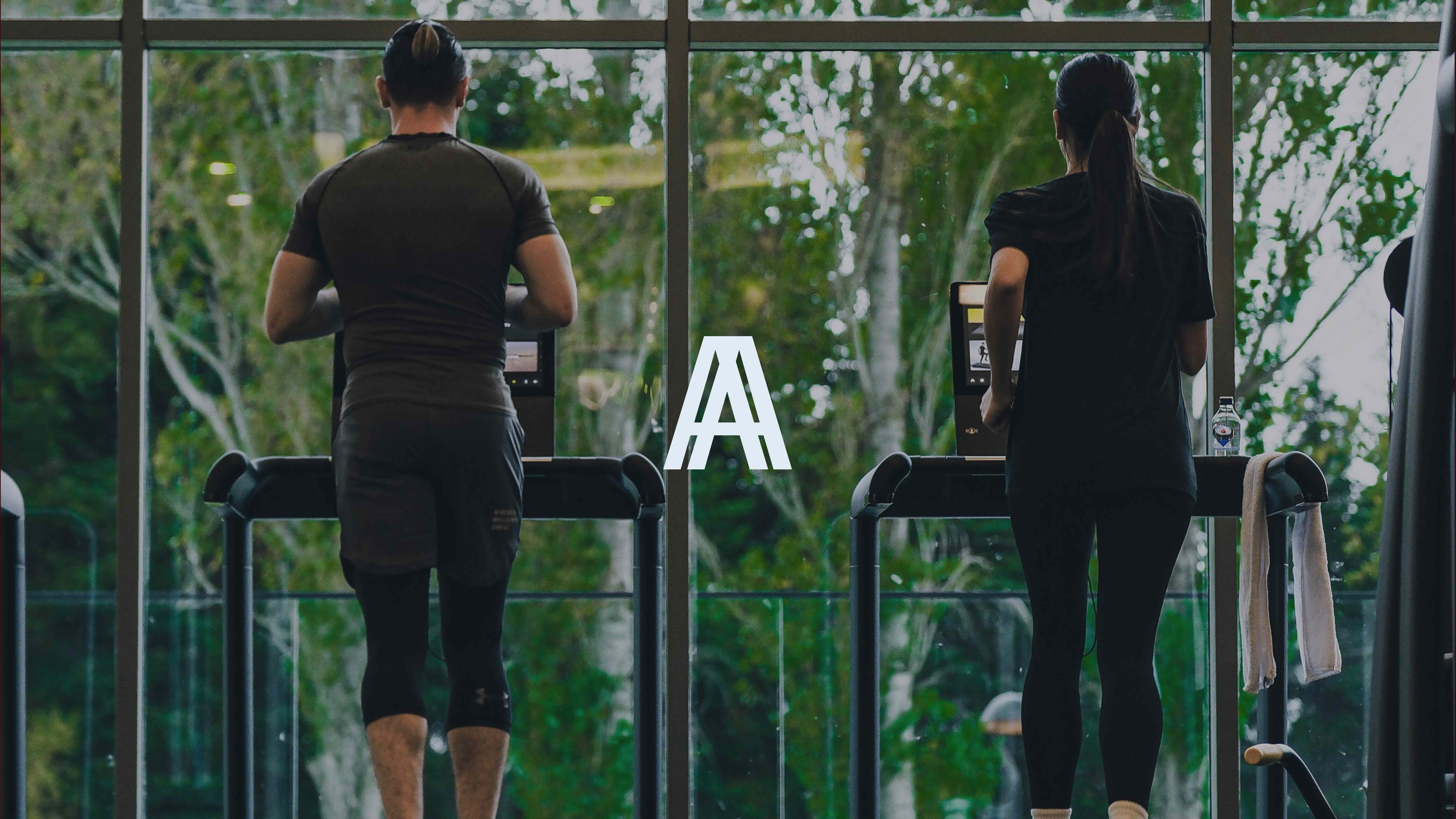 Alineo logo mark on gym environment