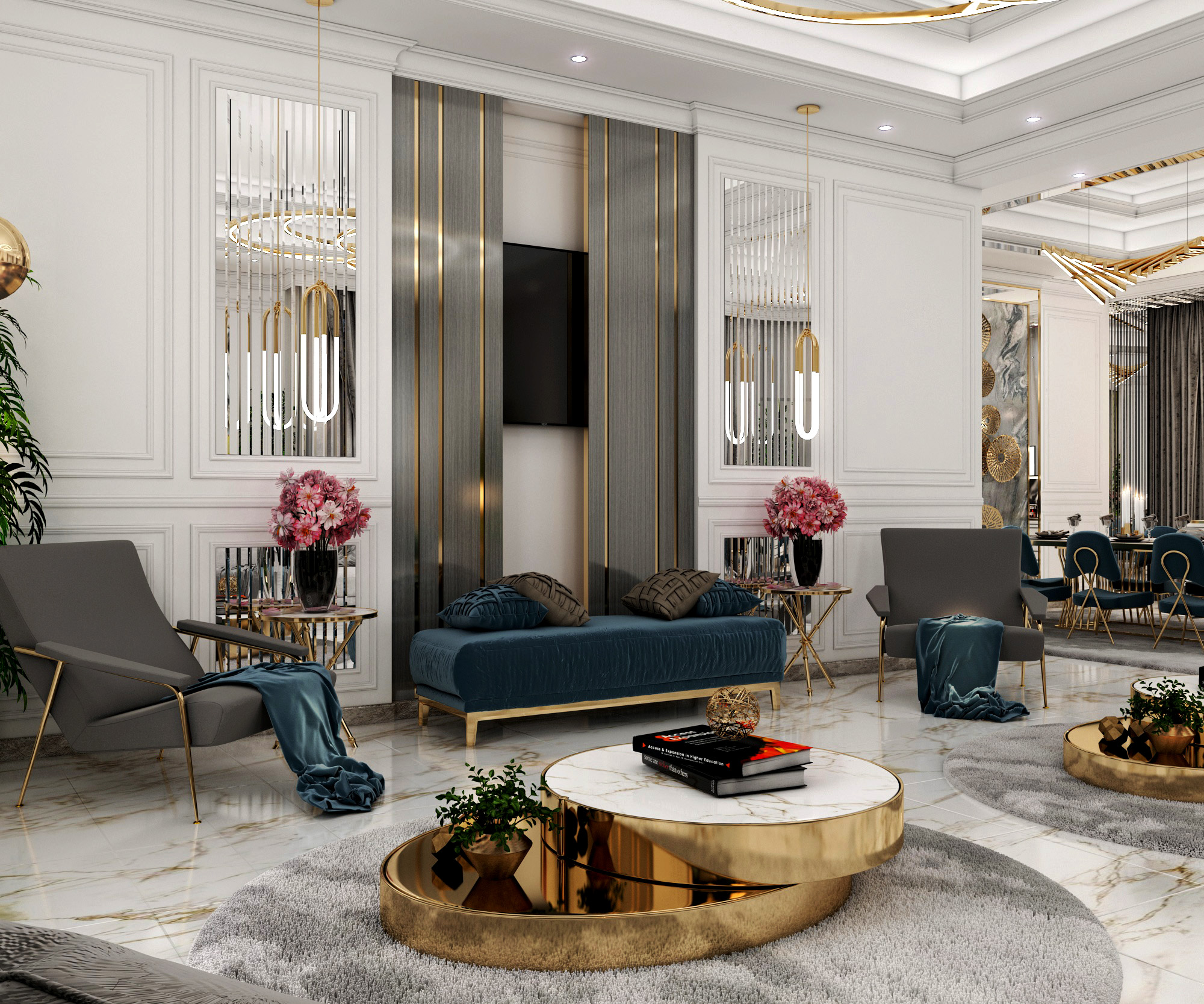 Blue Velvet Lounge — Living Room | Innovation Interior Design