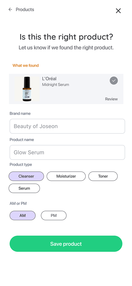 Right product confirmed