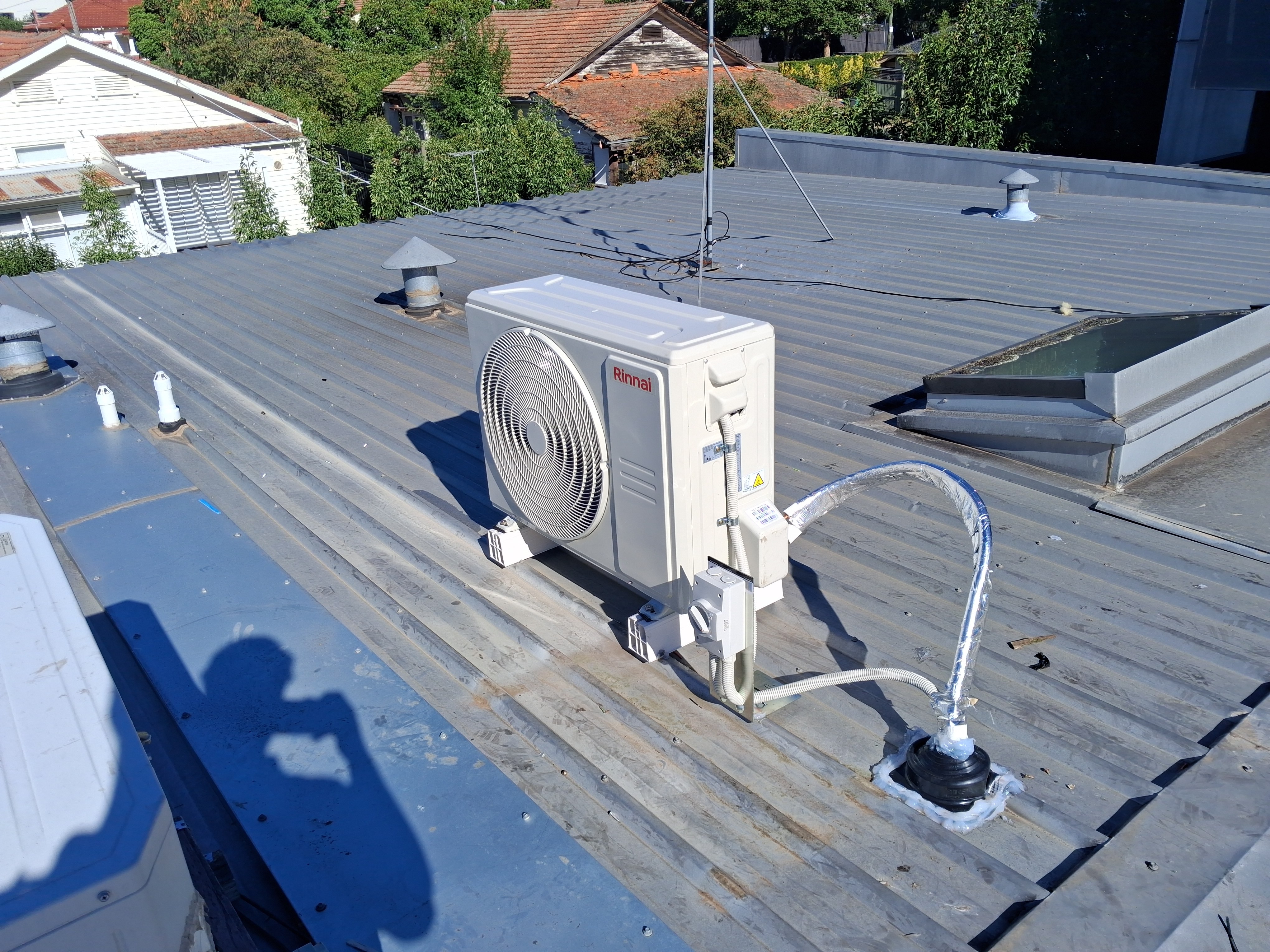 Rinnai rooftop condenser unit installation