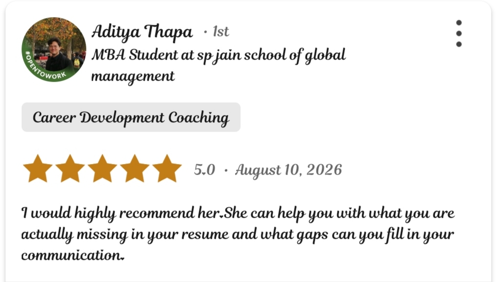LinkedIn testimonial from Aditya Thapa