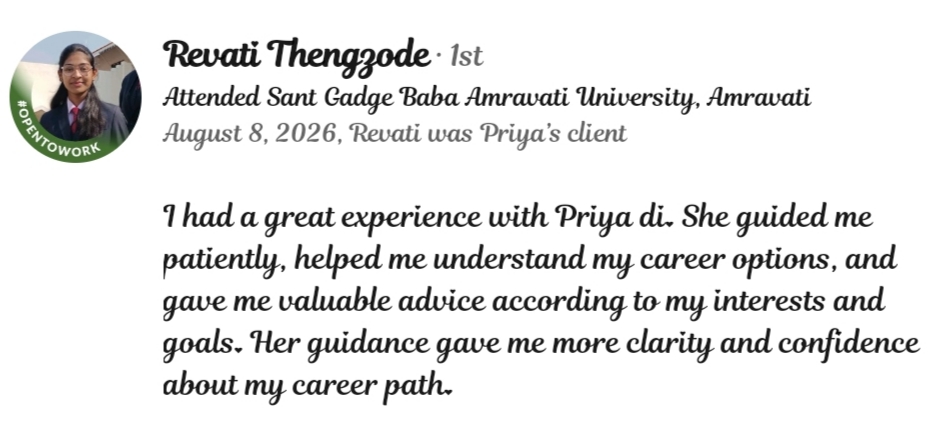 LinkedIn testimonial from Revati Thenagzode