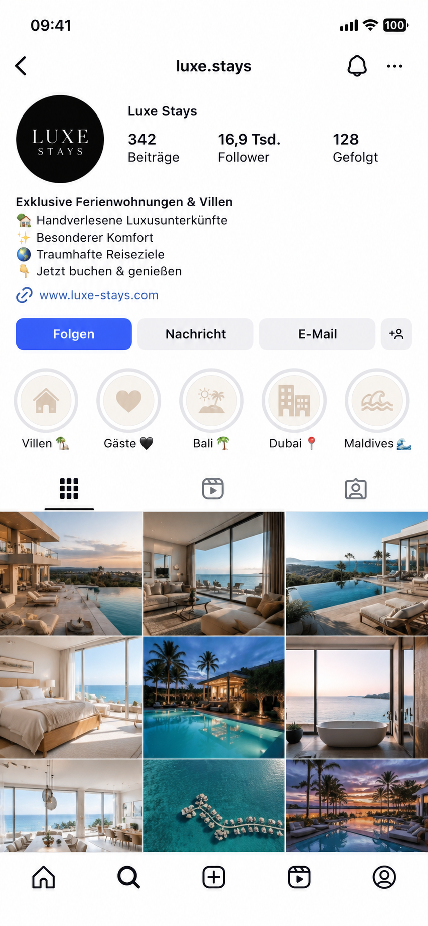 Luxe Stays Instagram profile