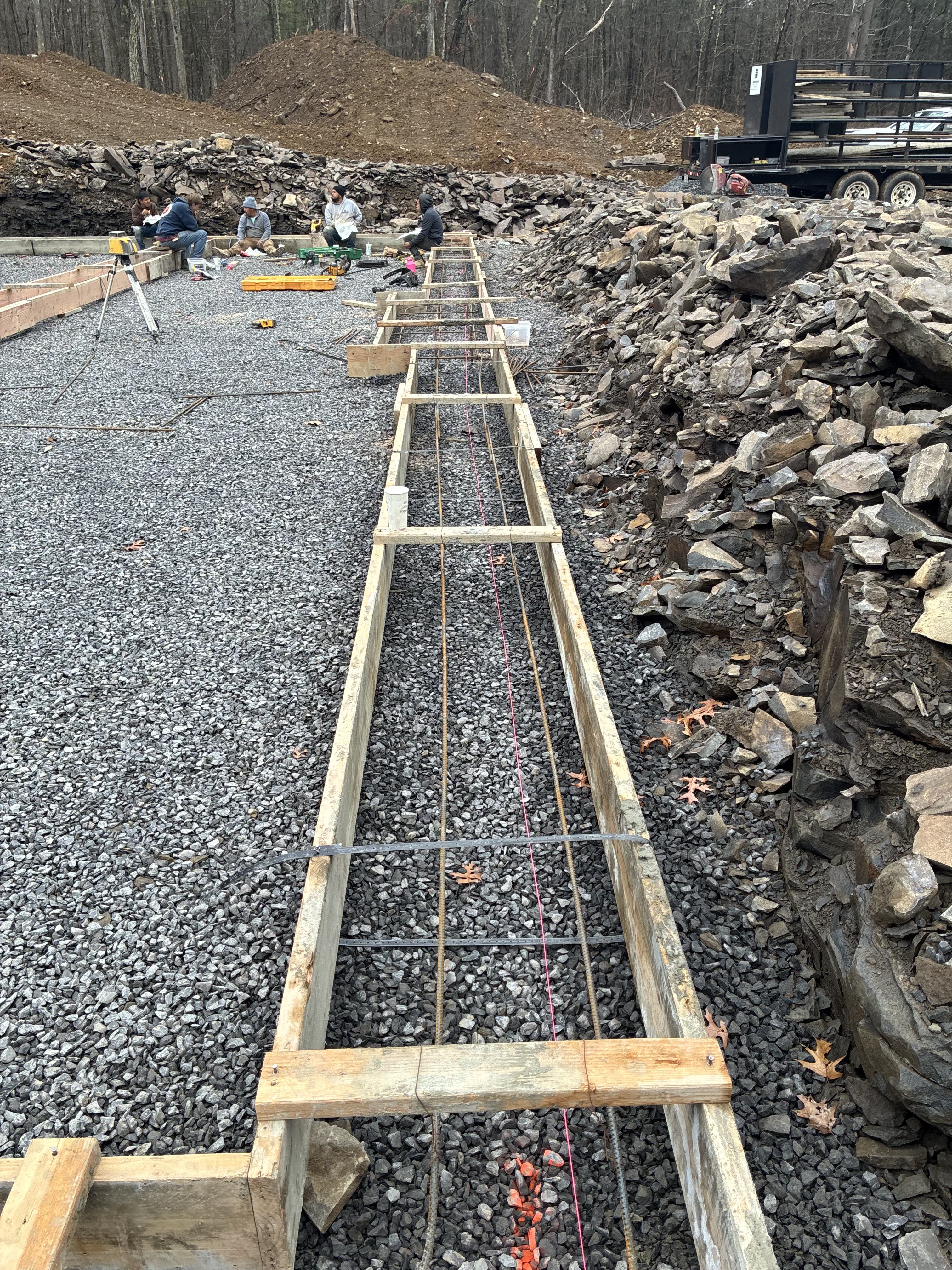 Footing forms with rebar reinforcement