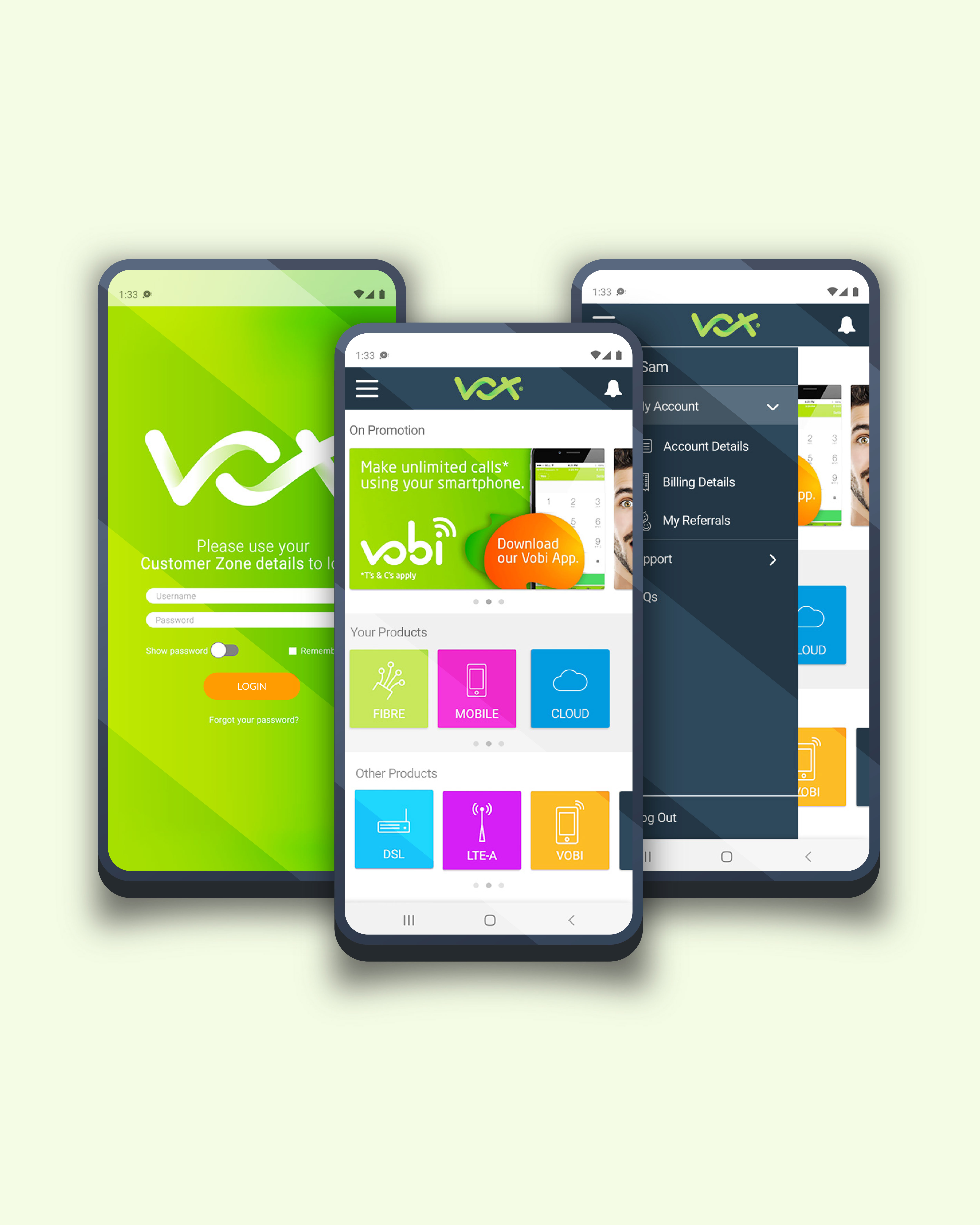 Redesign of the Vox Customer Zone app, improving self-service journeys, engagement, and support efficiency