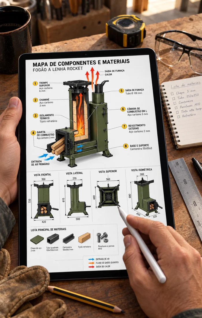 Mapa de componentes e materiais
