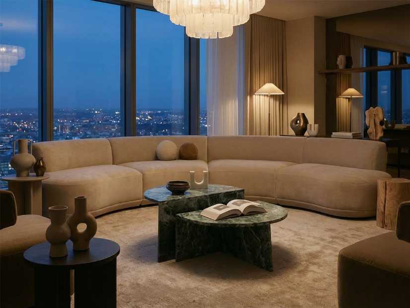 ARC VERDE COLLECTOR - Dans un penthouse avec vue sur la ville la nuit