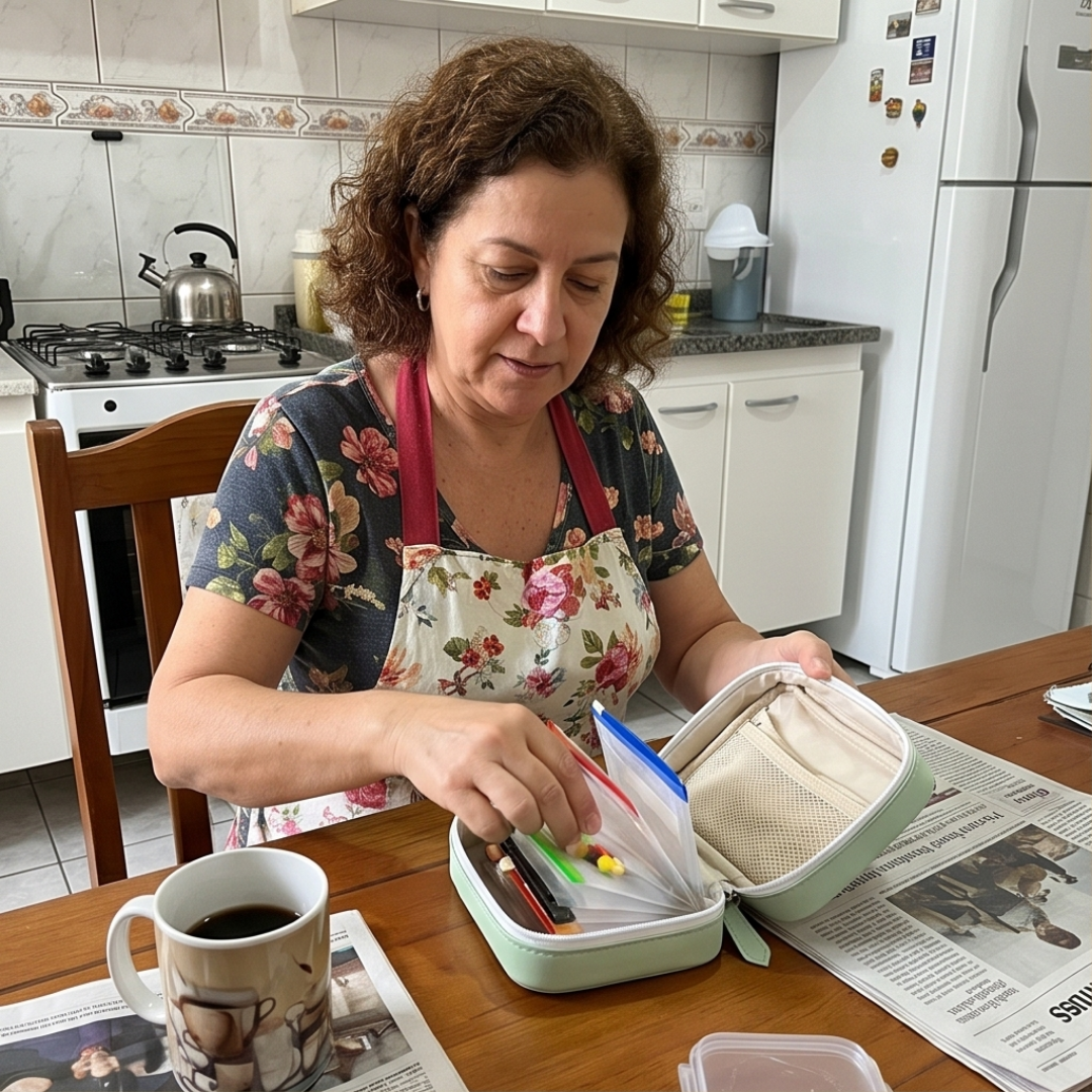 Cliente usando o organizador na cozinha