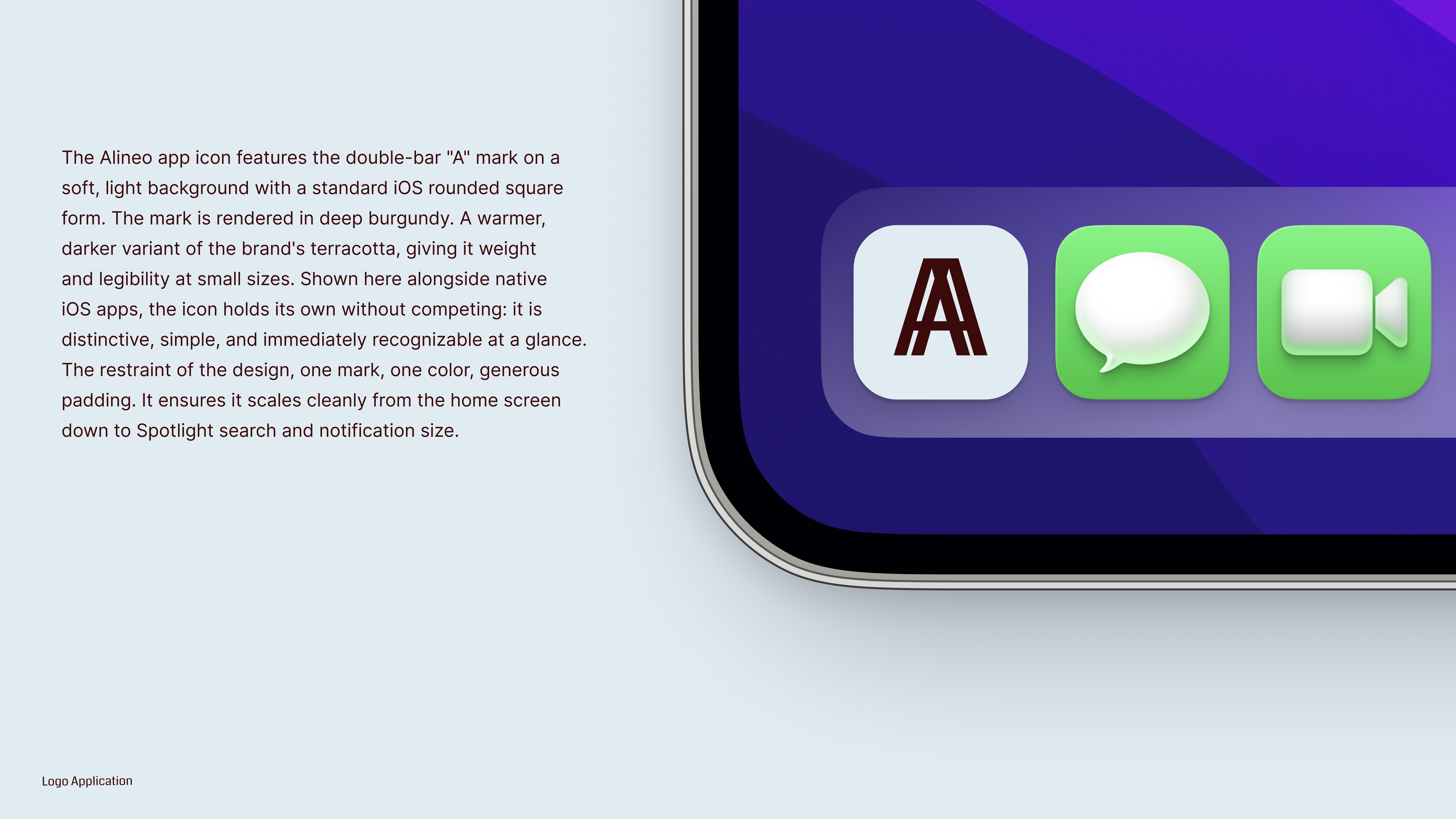 Alineo app icon on iPad alongside native iOS apps