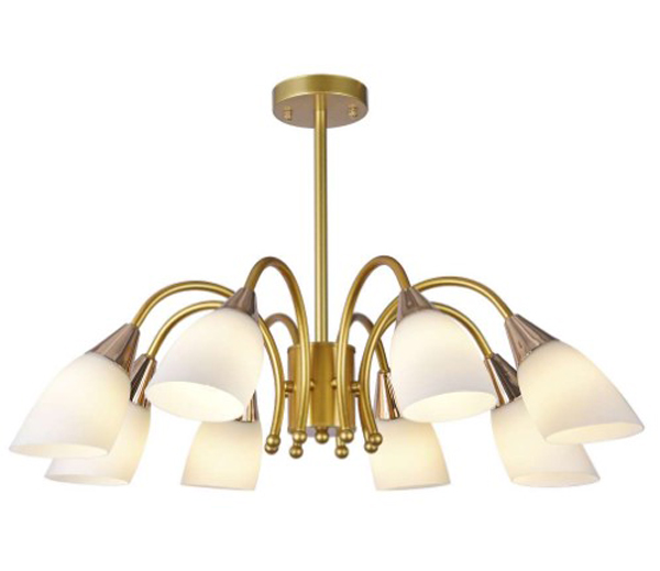 Pendente Dourado e Rosê com Cúpulas Brancas - Vista principal