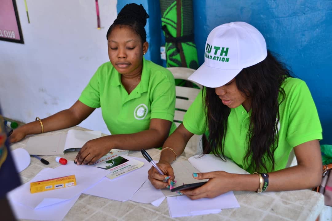 KUTH volunteers at the registration and documentation station