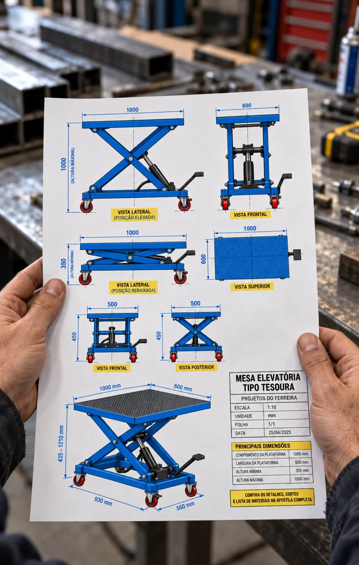 Prancha técnica com dimensões principais