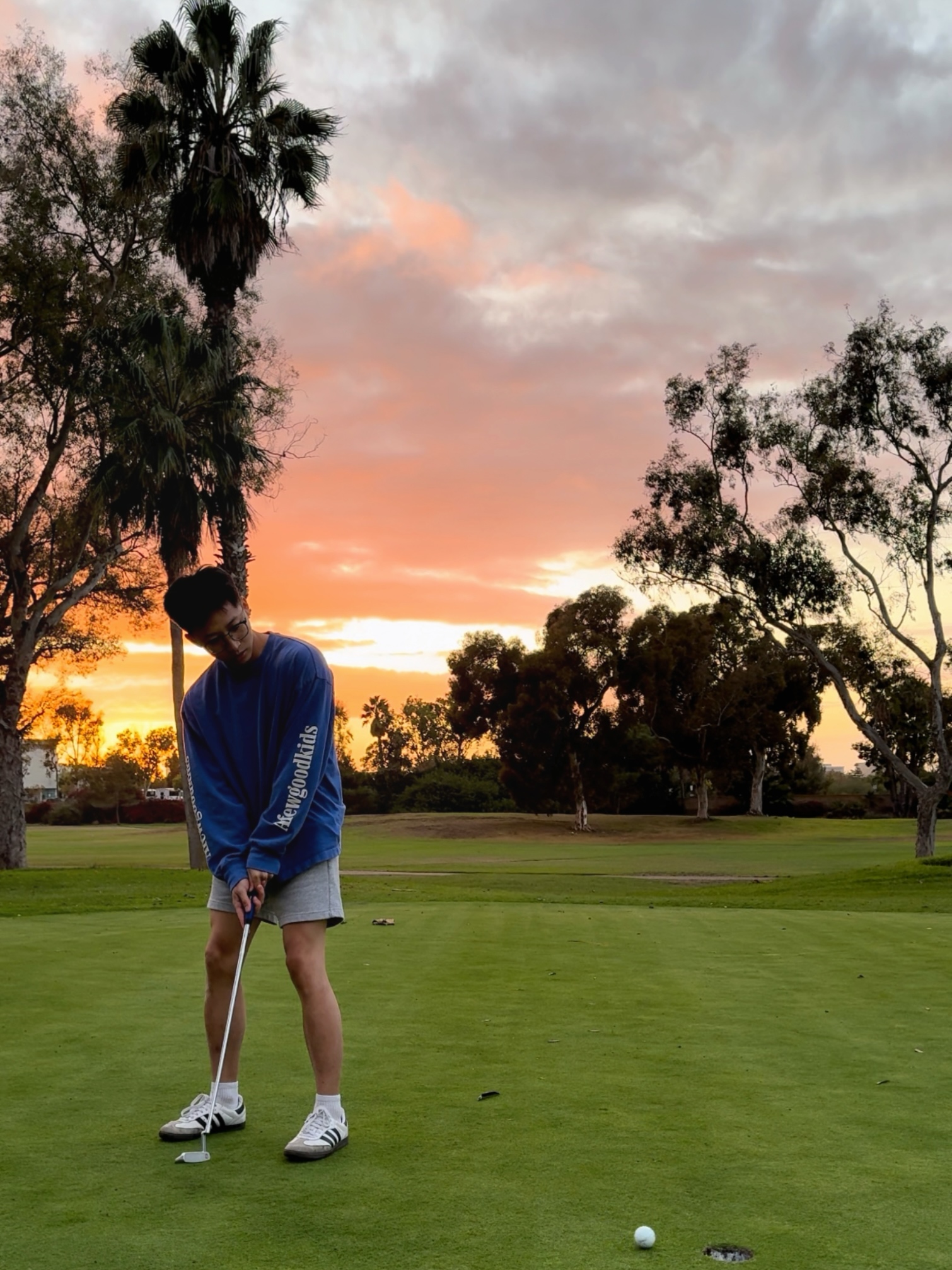 Playing golf on the course