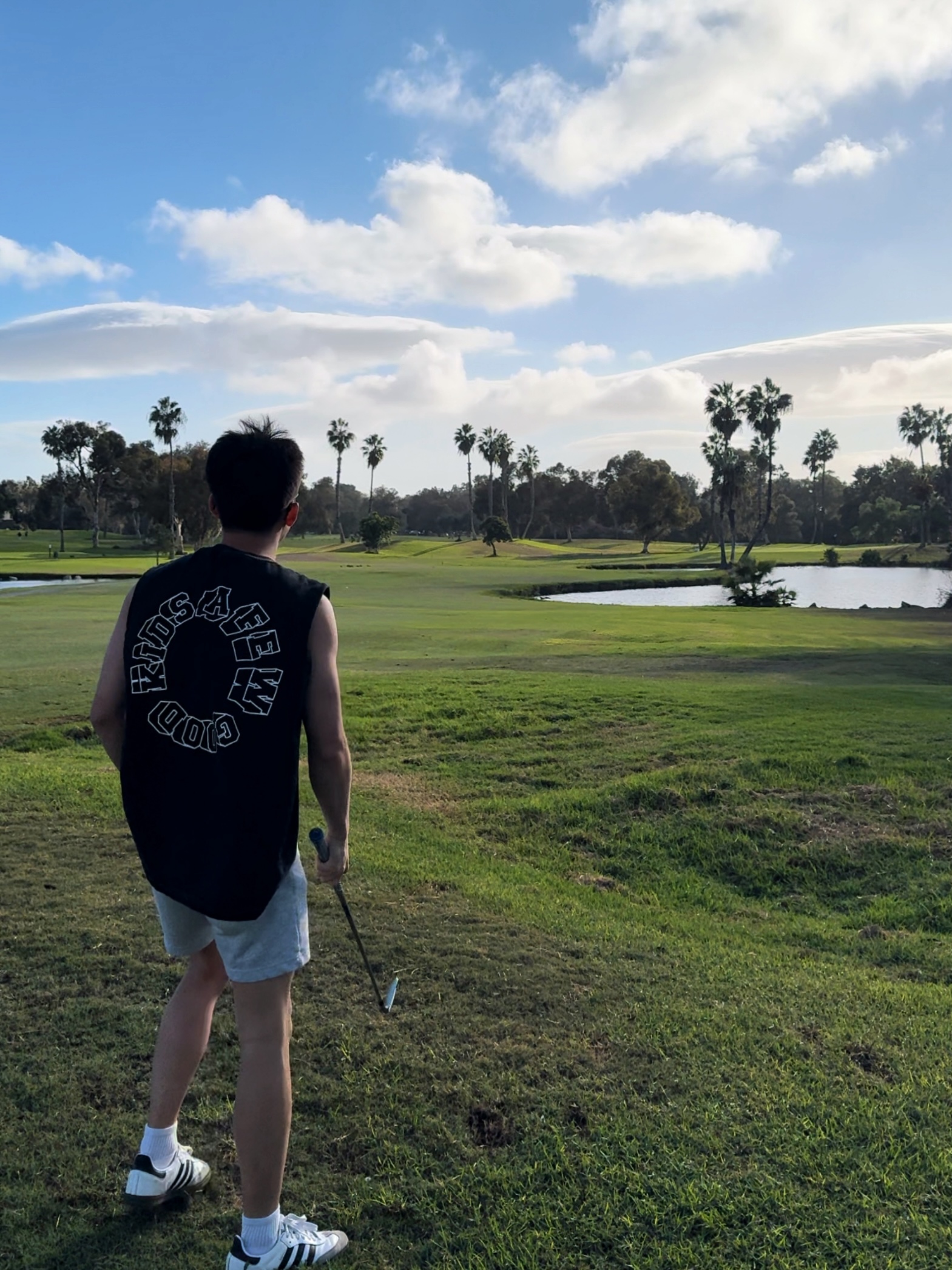 Golfing at sunset