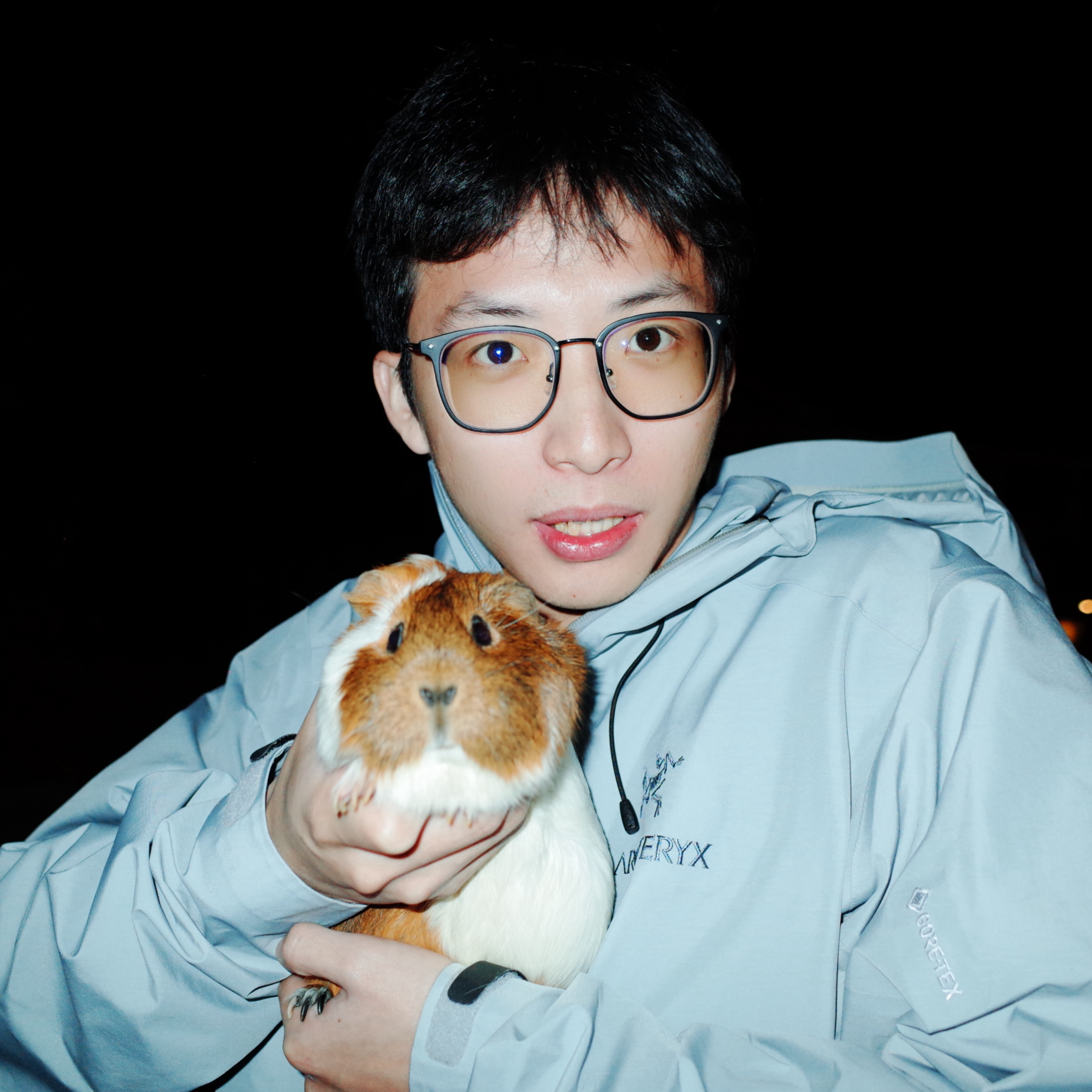 With my pet guinea pig