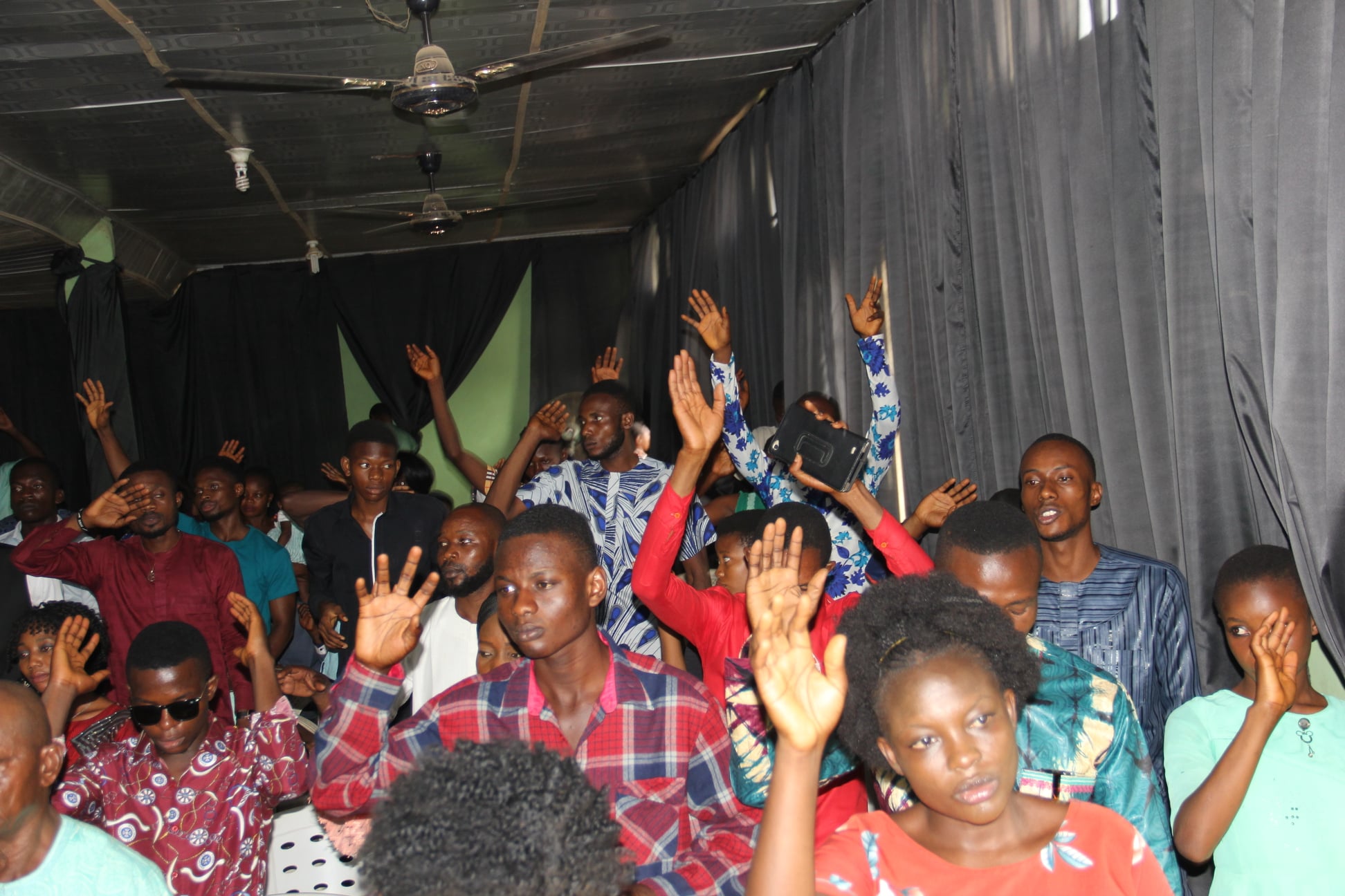 Worship with raised hands