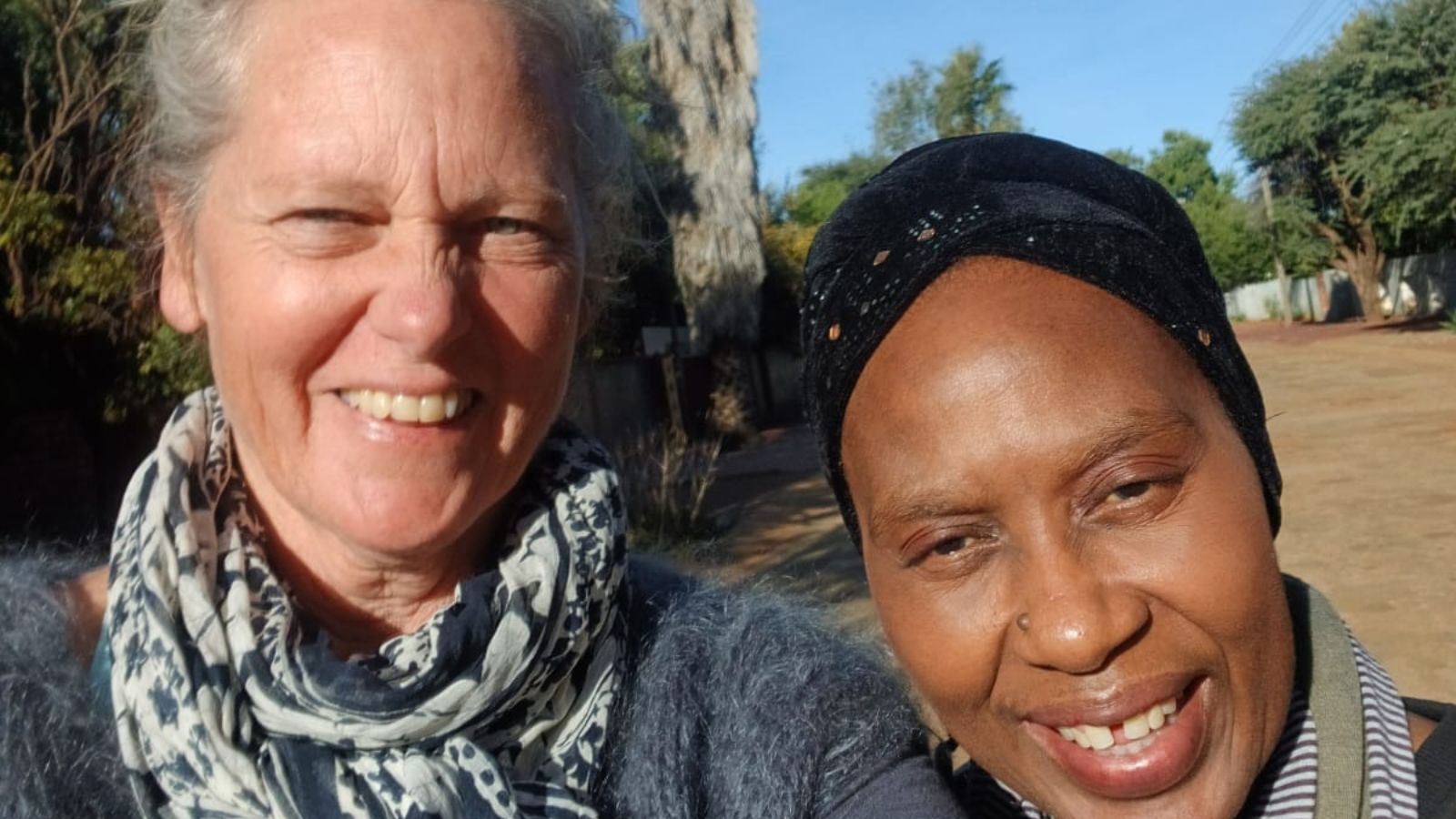 Two artists smiling portrait