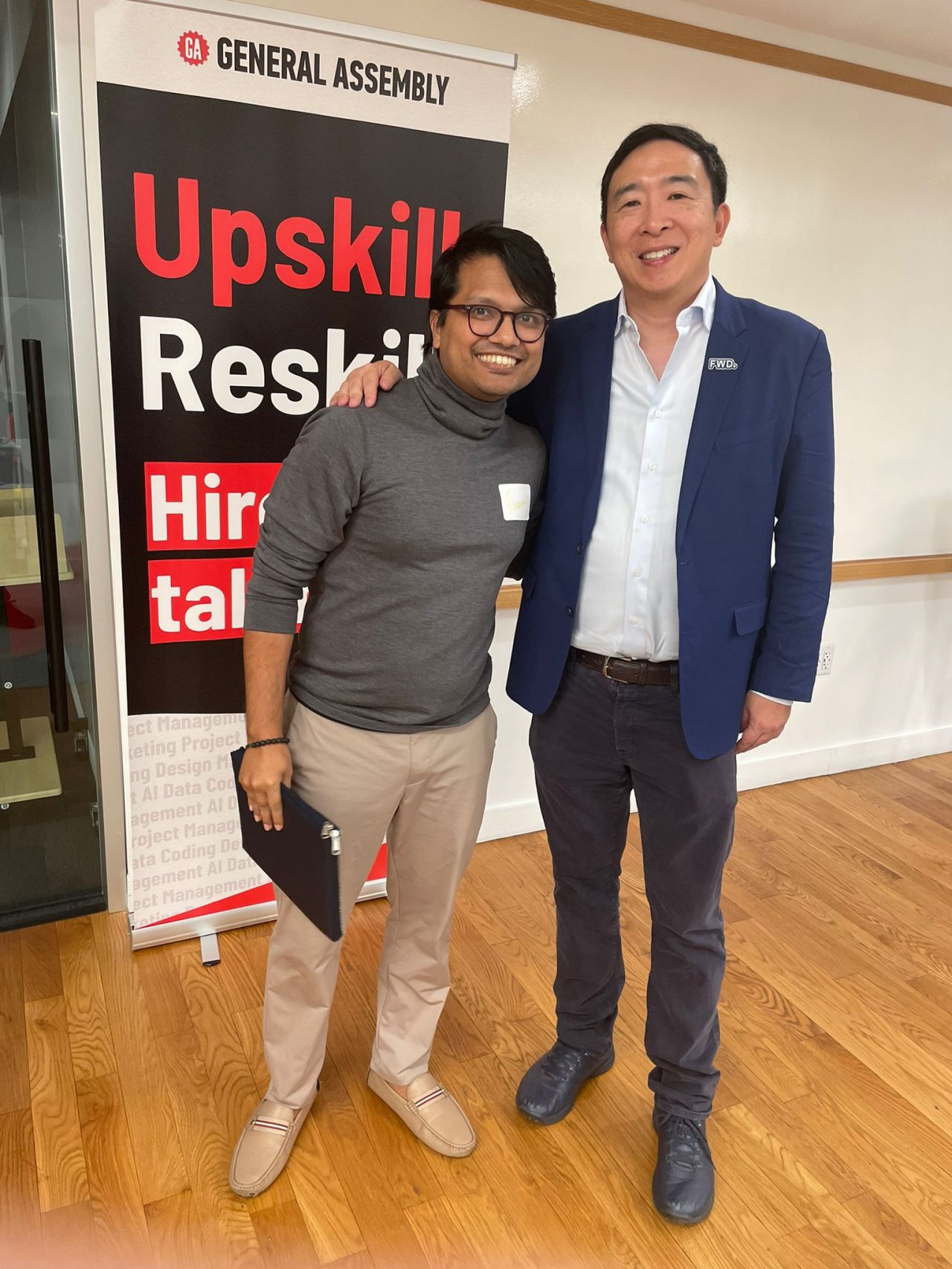 Enam Chowdhury with an industry leader at General Assembly