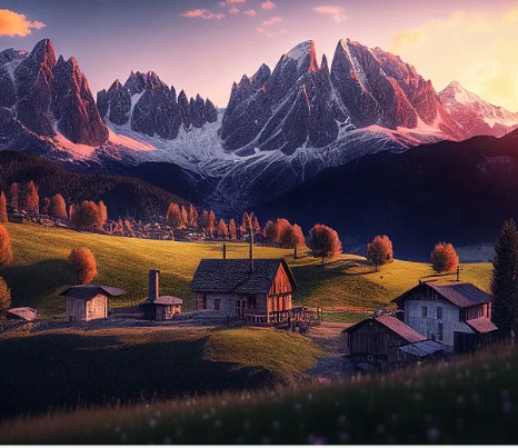 Stunning mountain landscape with cinematic lighting