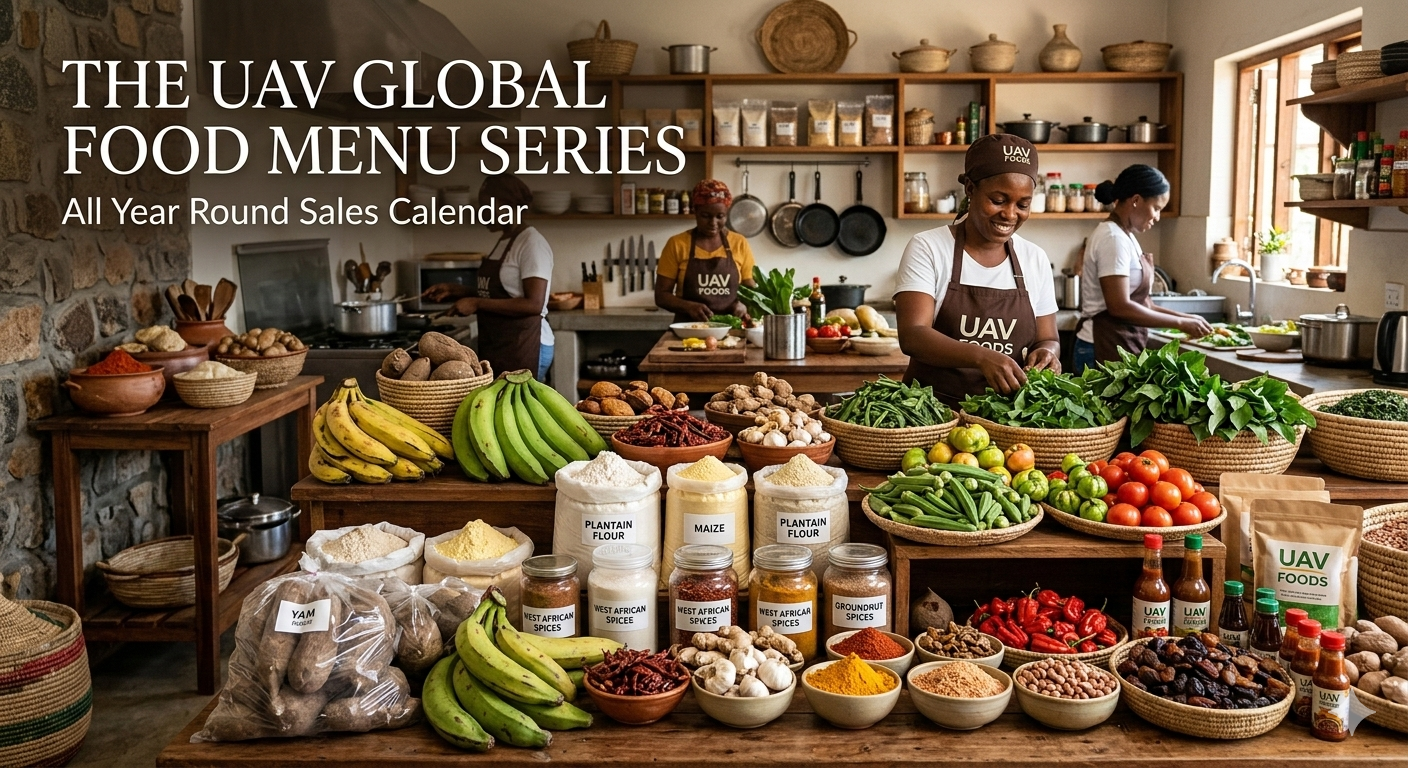 UAV Global Food Menu Series - African foods in traditional kitchen