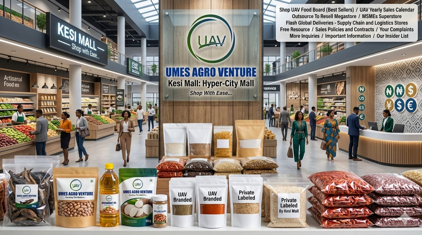 Kesi Mall - Umes Agro Venture - Premium African Food Shopping with Worldwide Delivery Kesi Mall Hyper-City Mall - UAV Branded and Private Labeled African Food Products with Multi-Currency Support