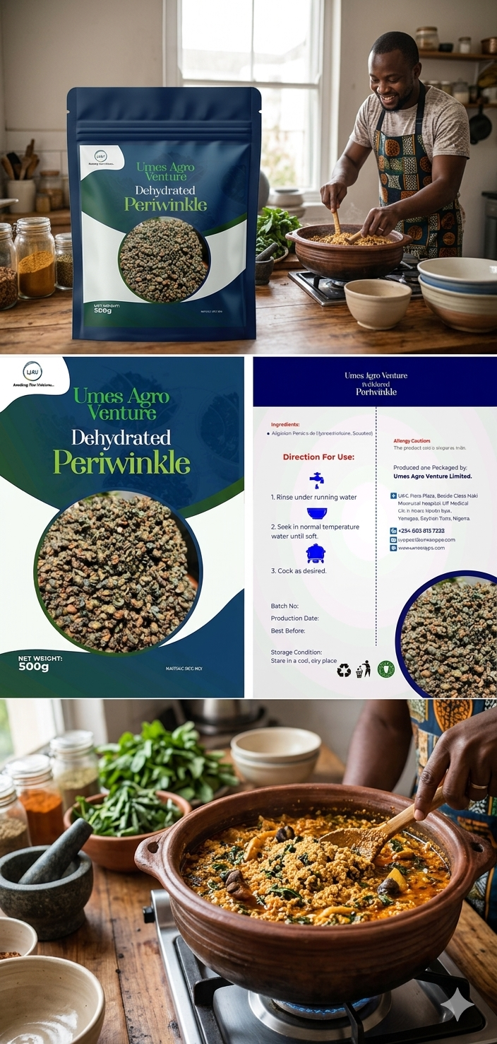 Whole Dehydrated Nigerian Periwinkle (Tympanotonus fuscatus) – 500g Pack – Umes Agro Venture