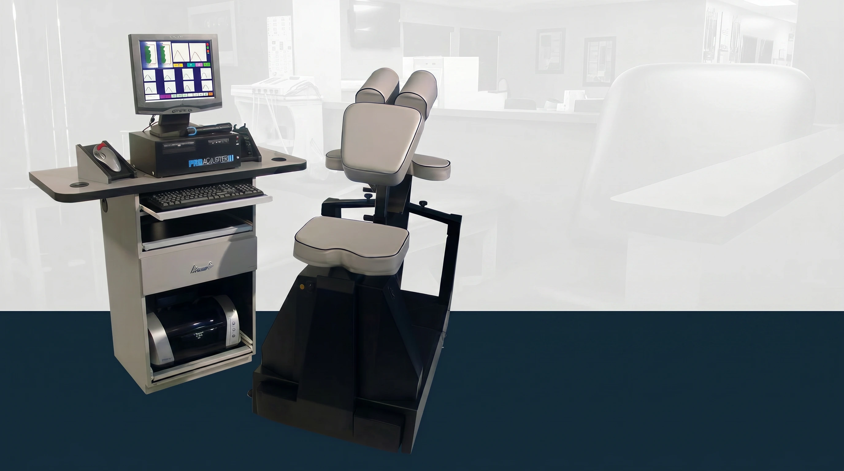 ProAdjuster SRT computerized chiropractic adjustment system with analysis station