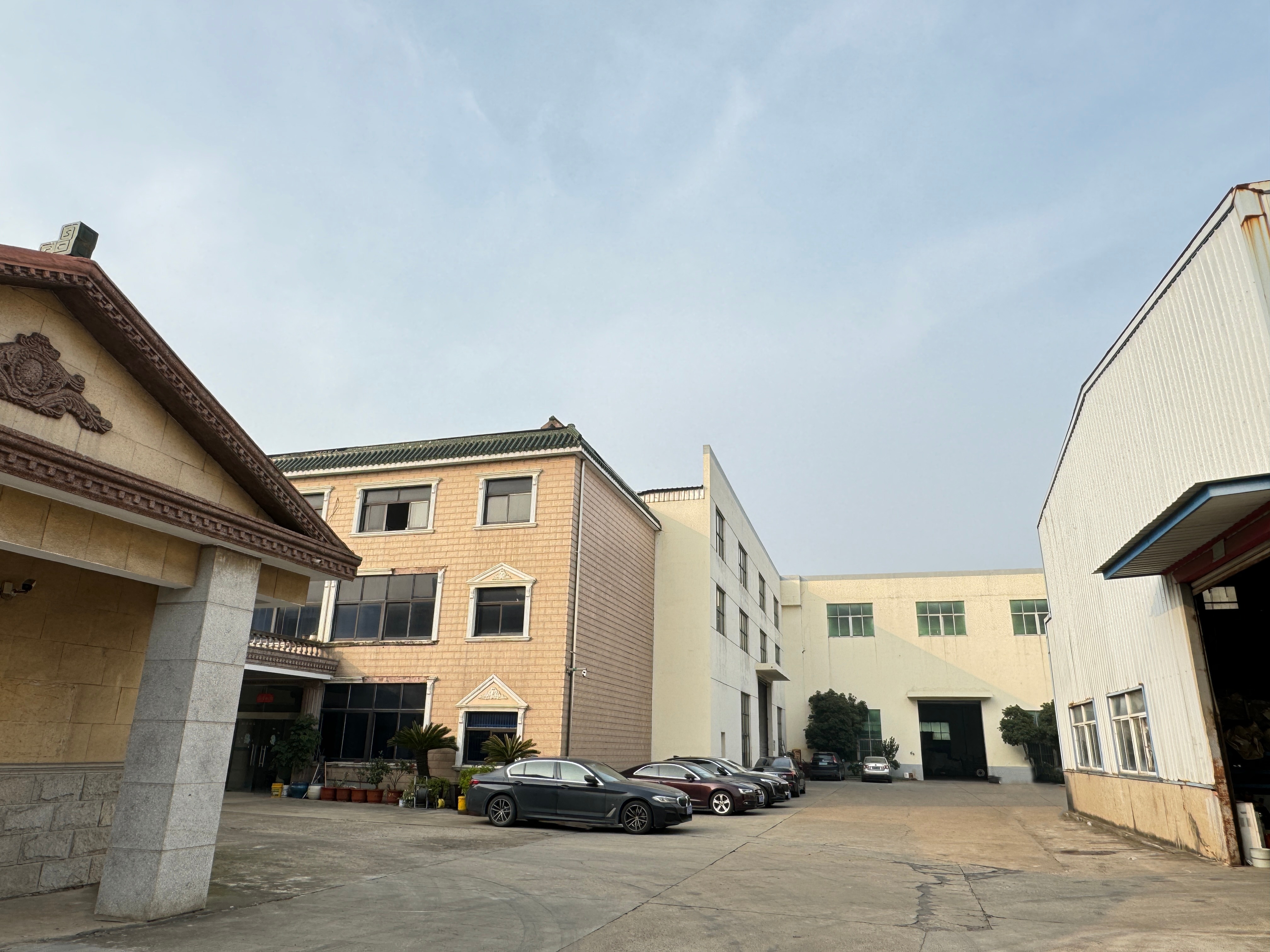 Company building and courtyard
