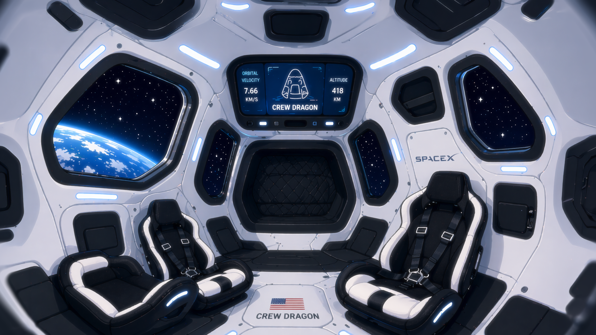 Inside the Crew Dragon spacecraft