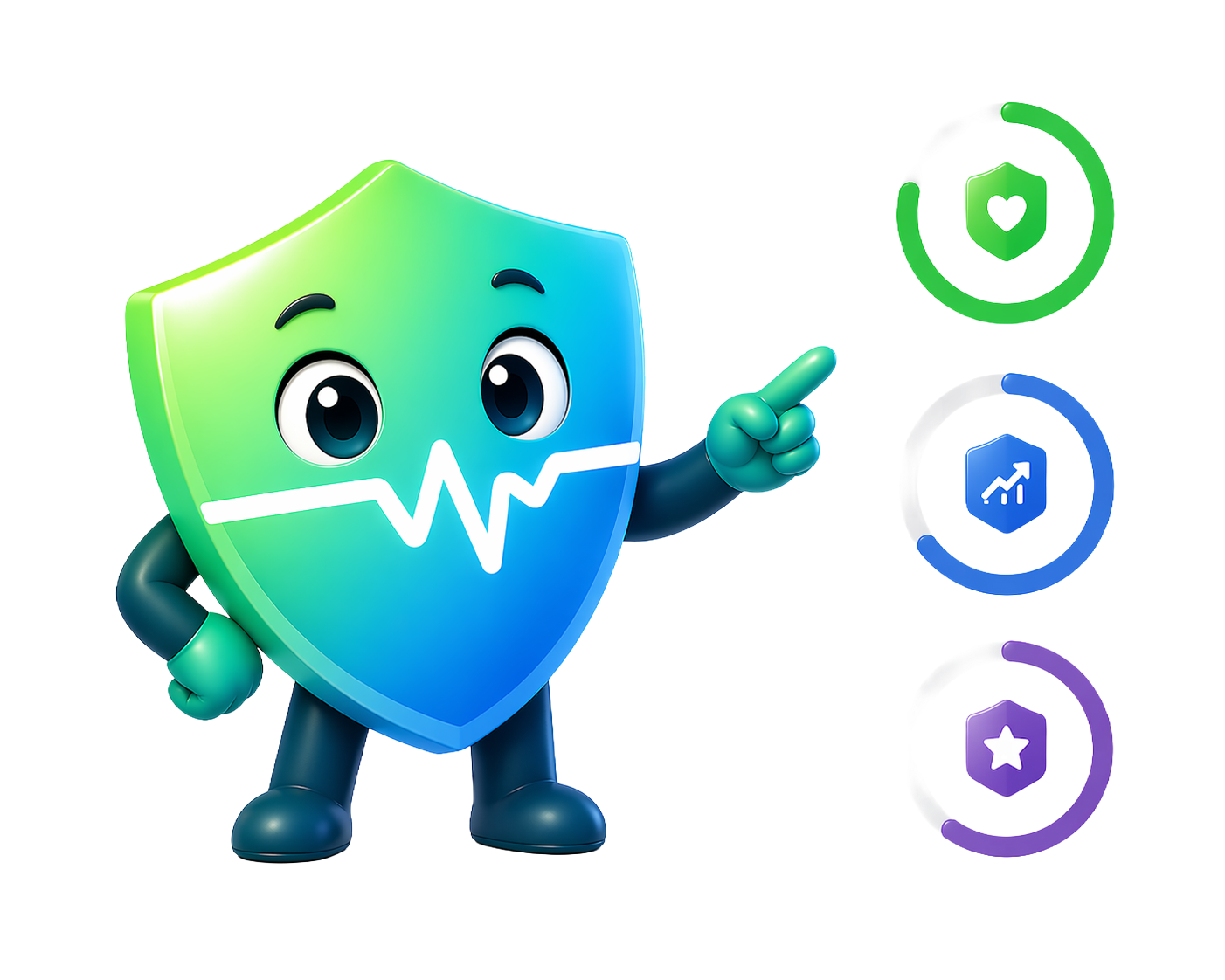 Mint mascot pointing at Pulse Rings showing Survival, Progress, and Extras percentages