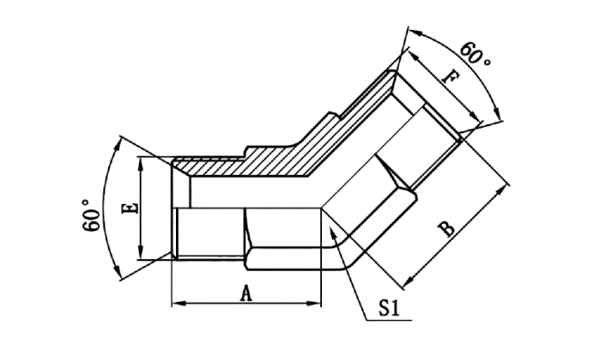 1B4 - BSP Male 60°Seat (45°Elbows)
